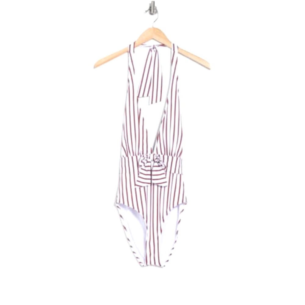 WeWoreWhat Brooklyn halter plunge swimsuit